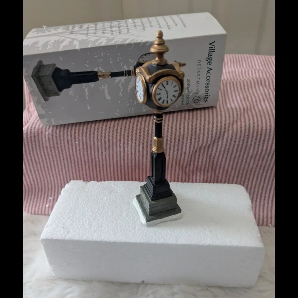 Department 56 Snow Village Uptown Clock 4025447 Black Gold Village Accessory